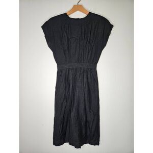 Silk Studio 100% Silk Black Dress Womens Size 6 Cap Sleeve Midi Career Vintage
